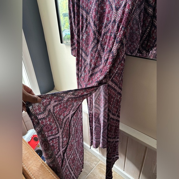 LULUS | Boho Burgundy Print dress | size Large - Picture 8 of 14